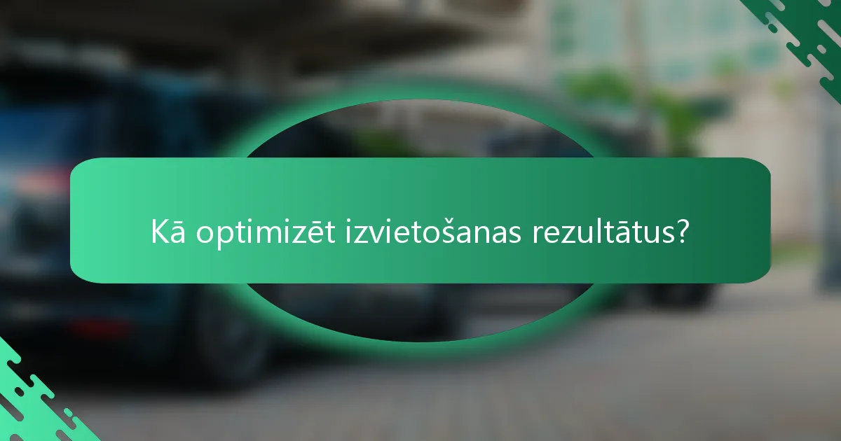 Kā optimizēt izvietošanas rezultātus?