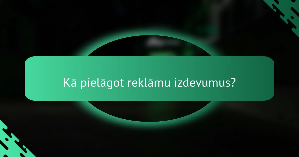 Kā pielāgot reklāmu izdevumus?