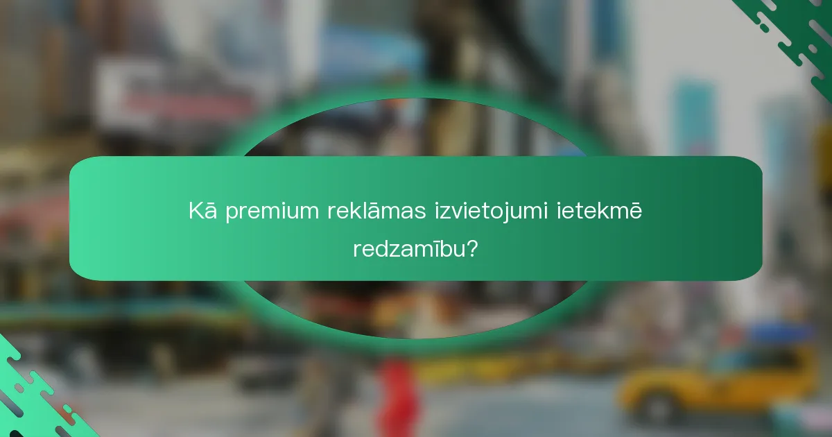 Kā premium reklāmas izvietojumi ietekmē redzamību?