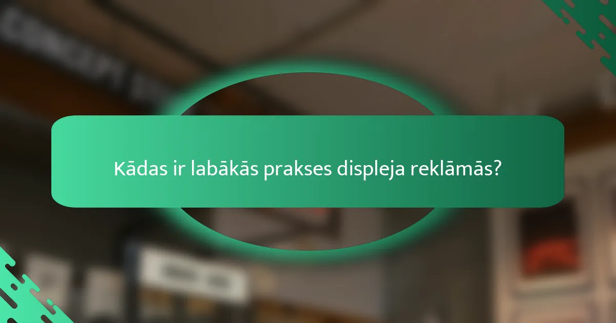 Kādas ir labākās prakses displeja reklāmās?