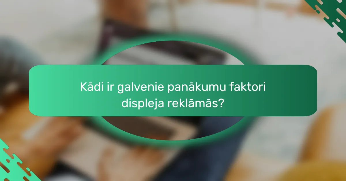 Kādi ir galvenie panākumu faktori displeja reklāmās?