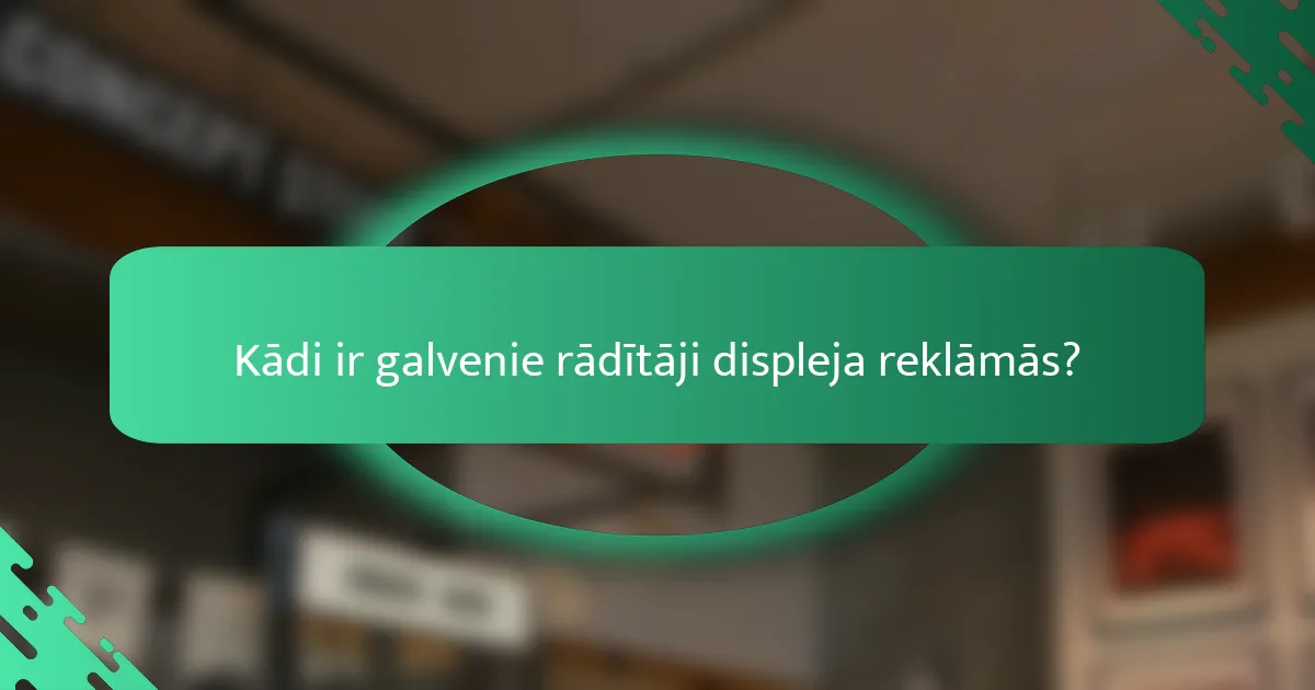 Kādi ir galvenie rādītāji displeja reklāmās?