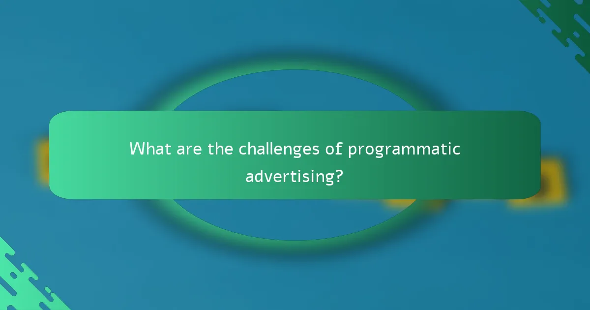 What are the challenges of programmatic advertising?
