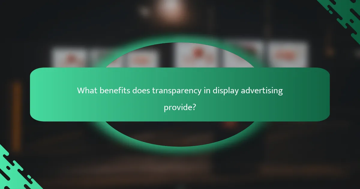 What benefits does transparency in display advertising provide?
